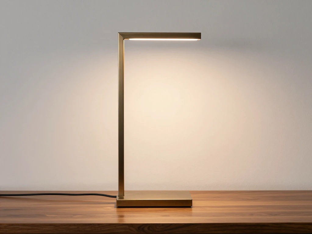 Contemporary angular table lamp with bronze finish
