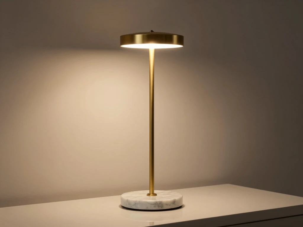 Minimalist brass table lamp with marble base